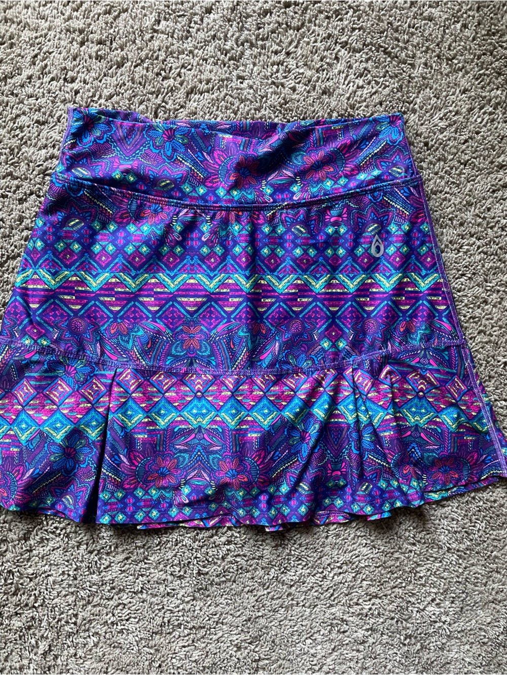 Dona Jo Athletic Skort Palm Pattern Abstract Pickleball Gold Tennis Skirt Sz L
